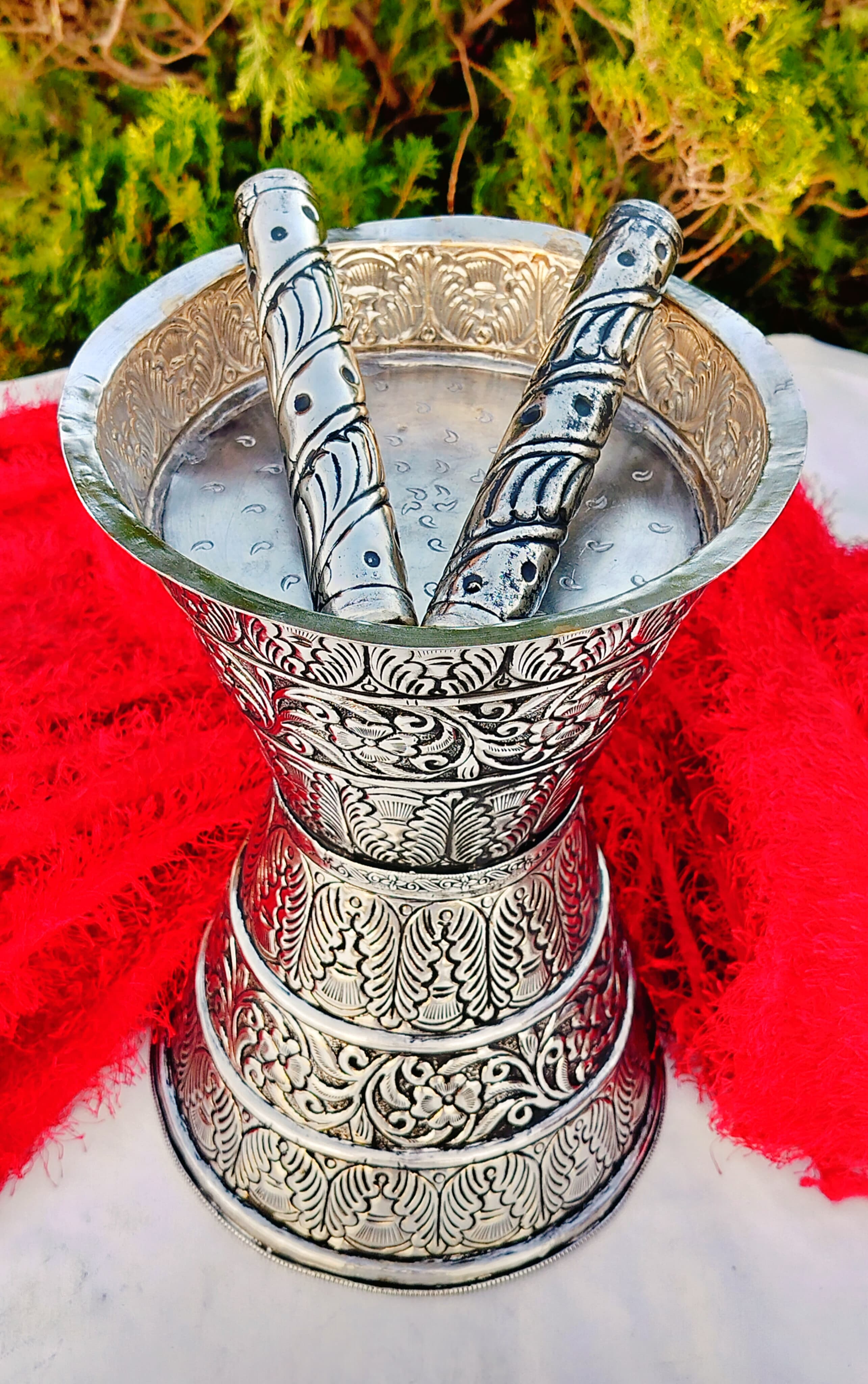 Antique finish German silver ROLU ROKALI set for wedding/ festival